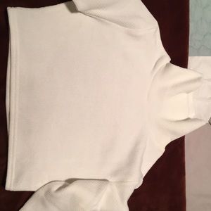 White Crop Top Turtle Neck